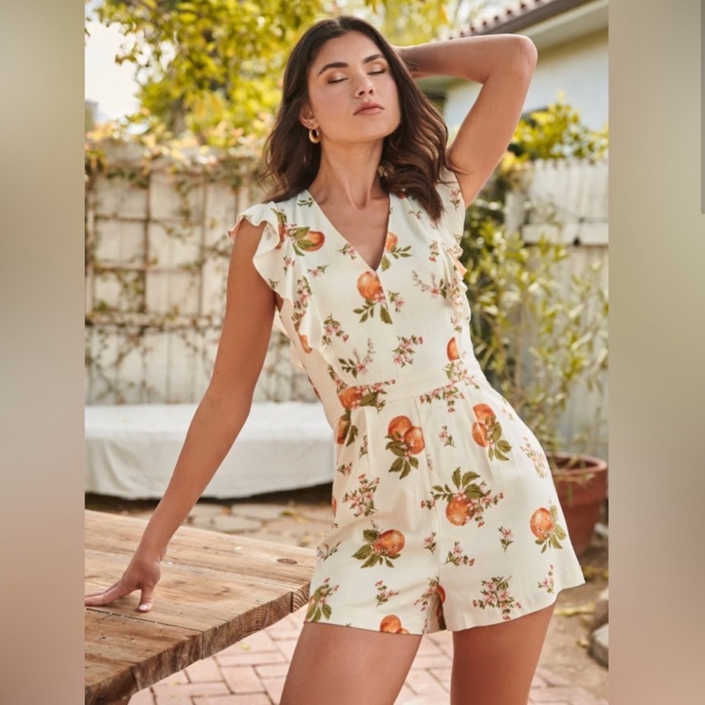 Sugarlips Flutter Sleeve Romper - Citrus Print